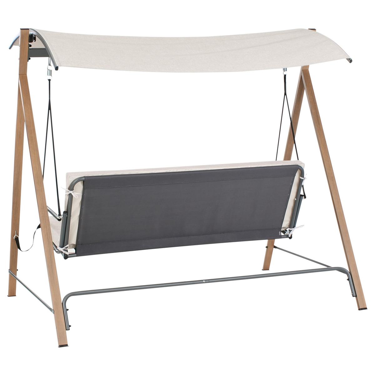 HOLLYWOODSCHAUKEL Metall Beige Bonagia - Dunkelgrau/Beige, Metall (194/172/136cm) - Beliani