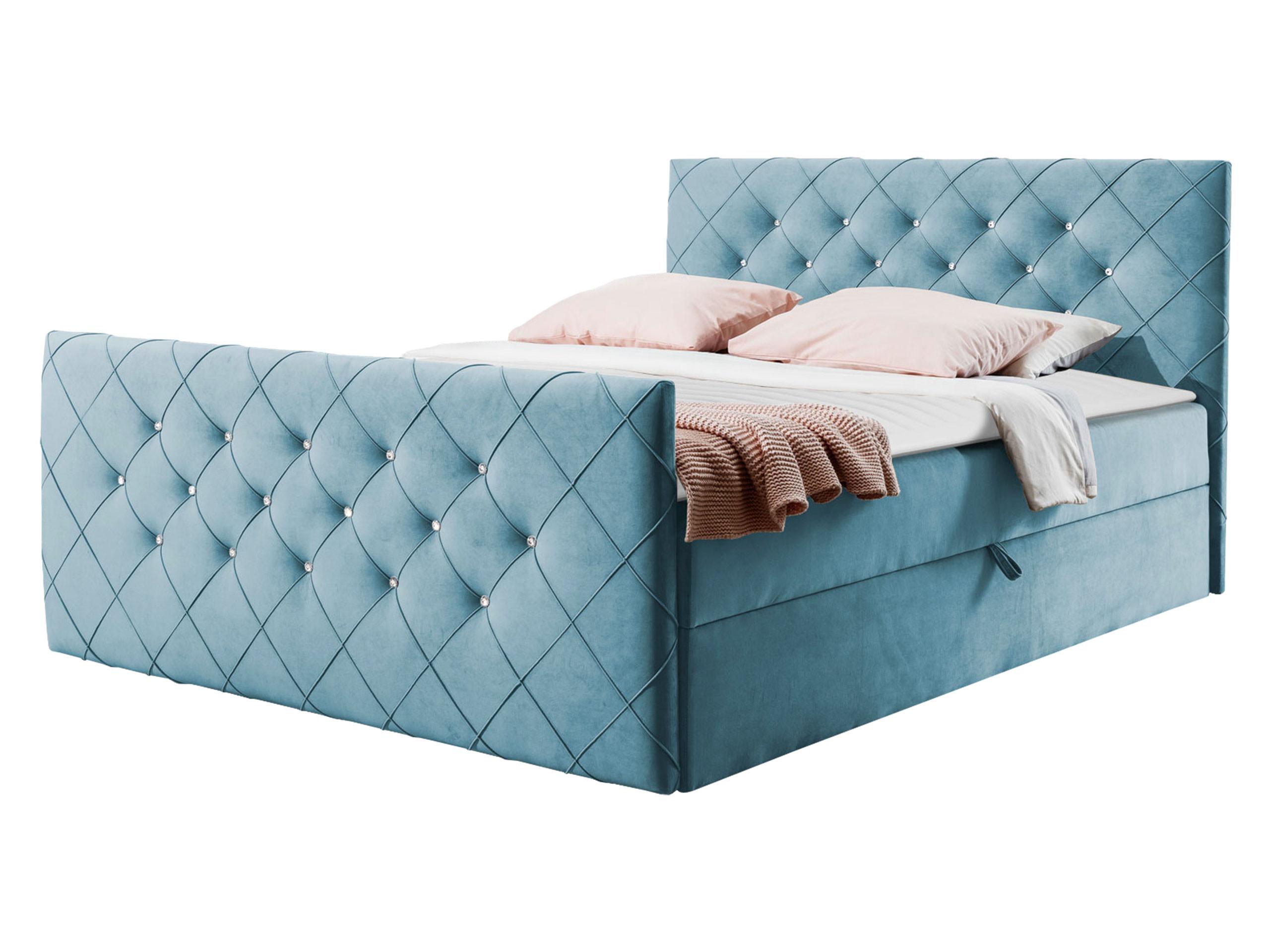 BOXBETT Malaga - H3 - Hellblau, Holz (180/200cm) - MIRJAN24