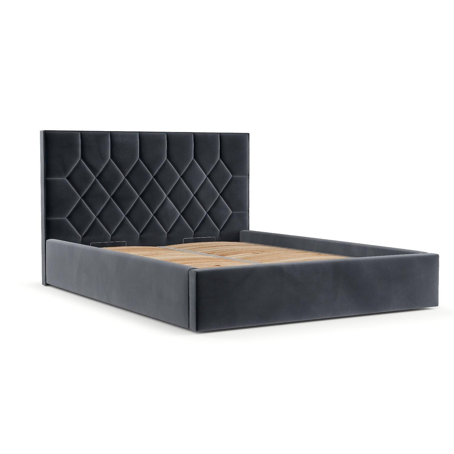 POLSTERBETT Brisa 140/200 cm Dunkelgrau im Kronos Stoff - Dunkelgrau/Schwarz, Holz/Holzwerkstoff (140/200cm) - AltaBeds