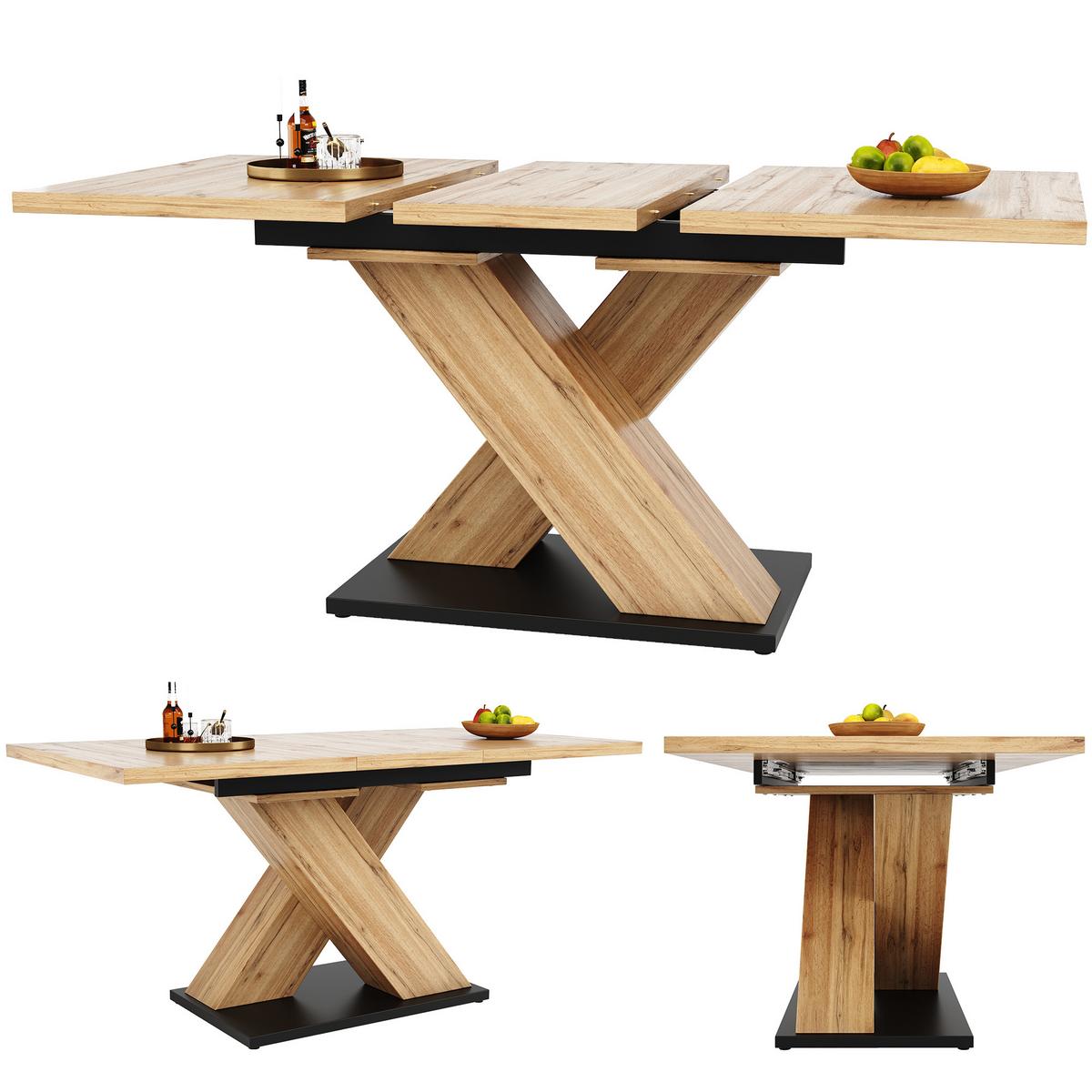 ESSTISCH Holz-Optik ausziehbar 119-158,5 cm mit modernem X-Gestell - Naturfarben, Holzwerkstoff (80/158.5/75cm) - Urban Meuble