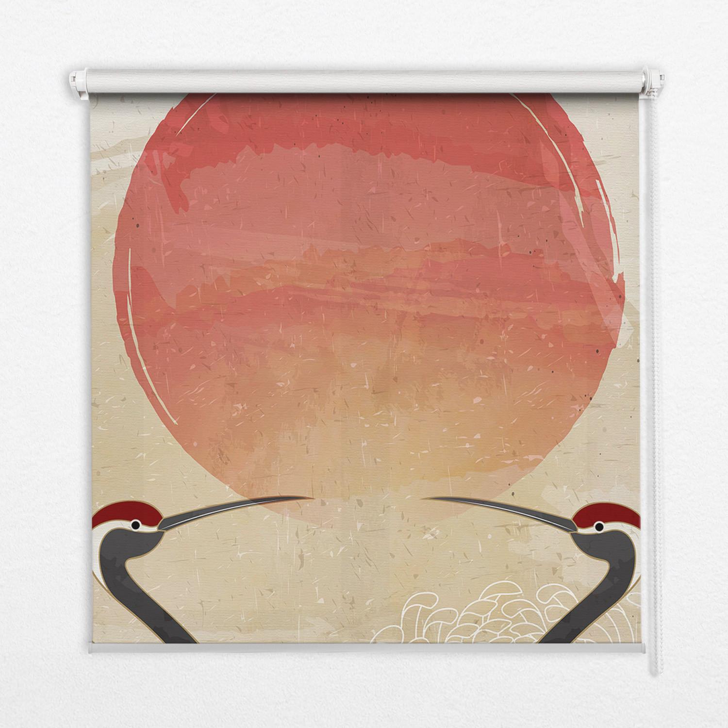 INNENROLLO - Fensterrollo - Rollo - 120x140 cm - Kraniche bei Sonnenuntergang - Grau, Kunststoff (120/140/0.5cm) - TULUP