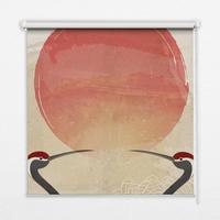 INNENROLLO - Fensterrollo - Rollo - 120x140 cm - Kraniche bei Sonnenuntergang - Grau, Kunststoff (120/140/0.5cm) - TULUP