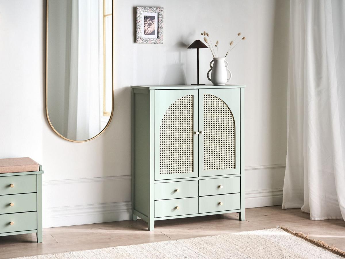 SCHUHSCHRANK Mintgrün Bendigo - Mintgrün/Grün, Holzwerkstoff (70/91/34cm) - Beliani