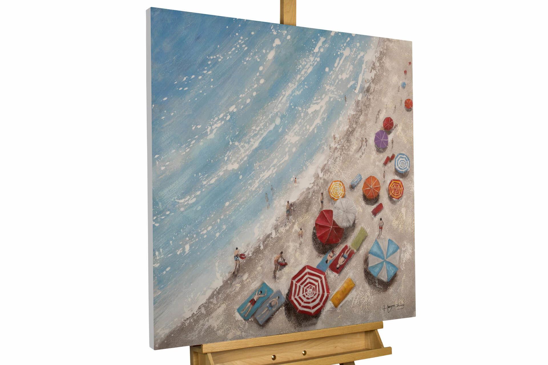 ACRYLBILD HANDGEMALT 80/80 cm - Blau/Multicolor, Holz/Textil (80/80cm) - KUNSTLOFT