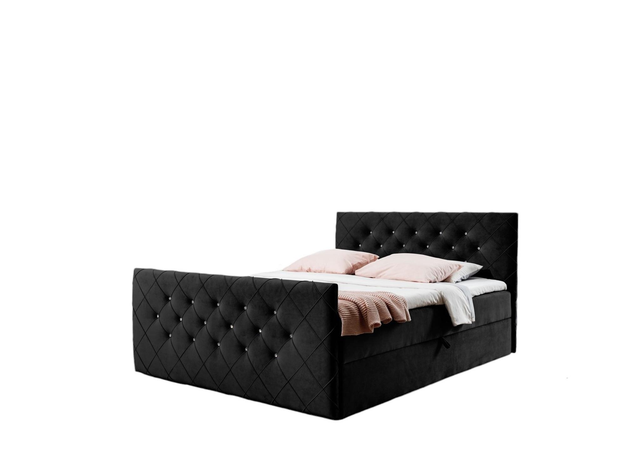BOXBETT Eivor In Magic Velvet - Schwarz, Holzwerkstoff/Textil (140/200cm) - Fun Möbel