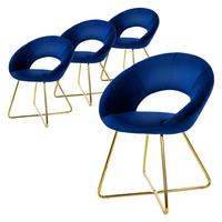 ESSZIMMERSTÜHLE 4er Set Blau Samt - Blau/Goldfarben, Metall (53/77/64cm) - ML-DESIGN
