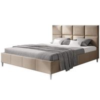 POLSTERBETT LUX Roma mit Kopfteil, 180 x 200 cm, Doppelbett mit Lattenrost aus Holz, Velourstoff Braun, Füße in Farbe: Weiß - Braun, Holz/Textil (180/200cm) - Alpi-Möbel