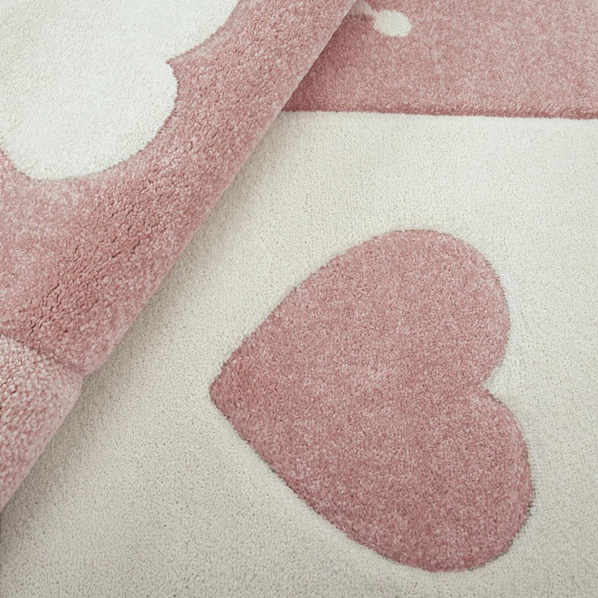 KINDERTEPPICH, mit Herz-Kronen-Patchwork, Rosa, 120 x 170 cm - Rosa, Textil (170/120cm) - KADIMA DESIGN
