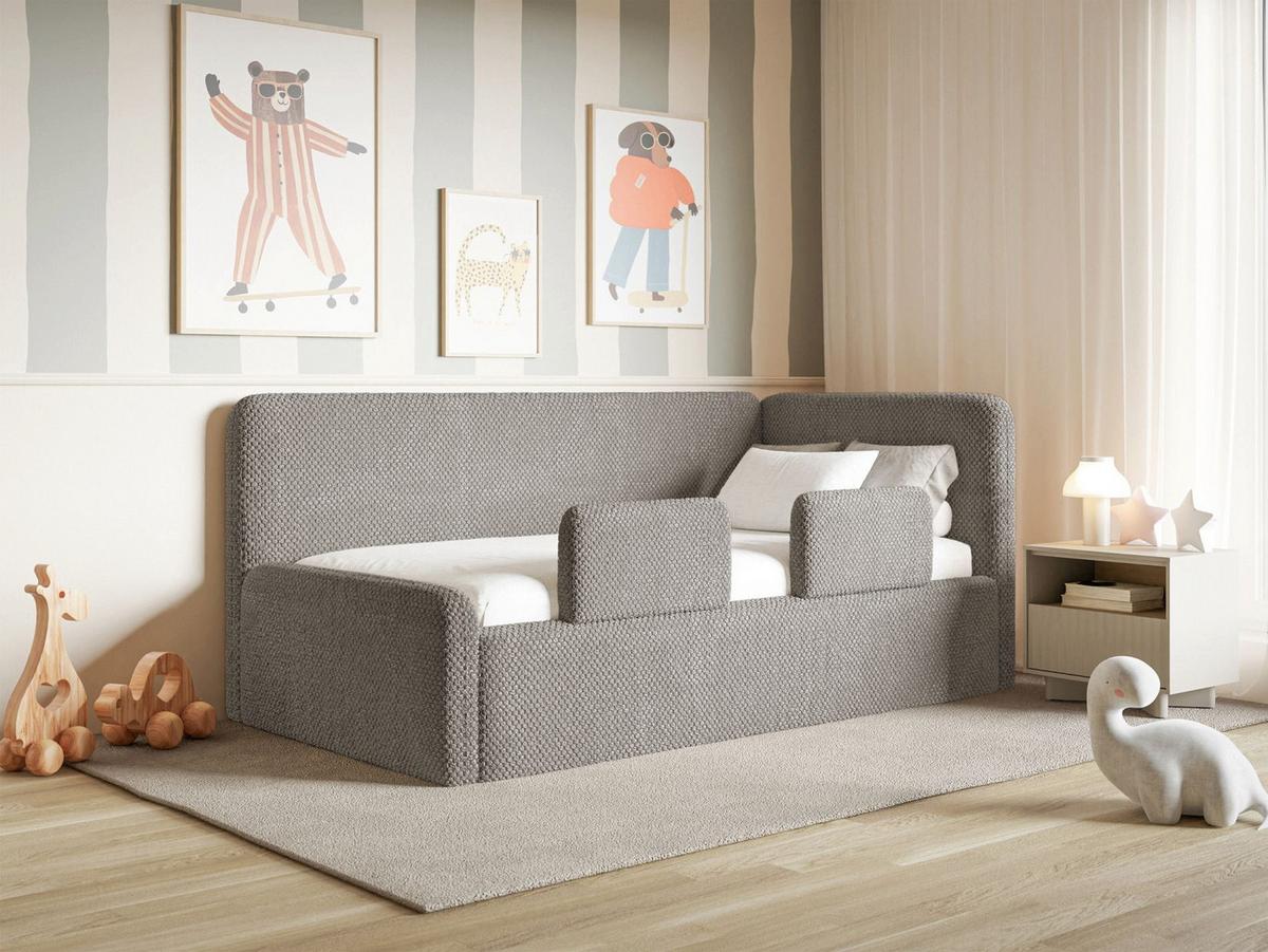 JUGENDBETT Fanko Samt Taupe 90x200 cm - Graubraun/Schwarz, Kunststoff/Textil (90/200cm) - Selsey