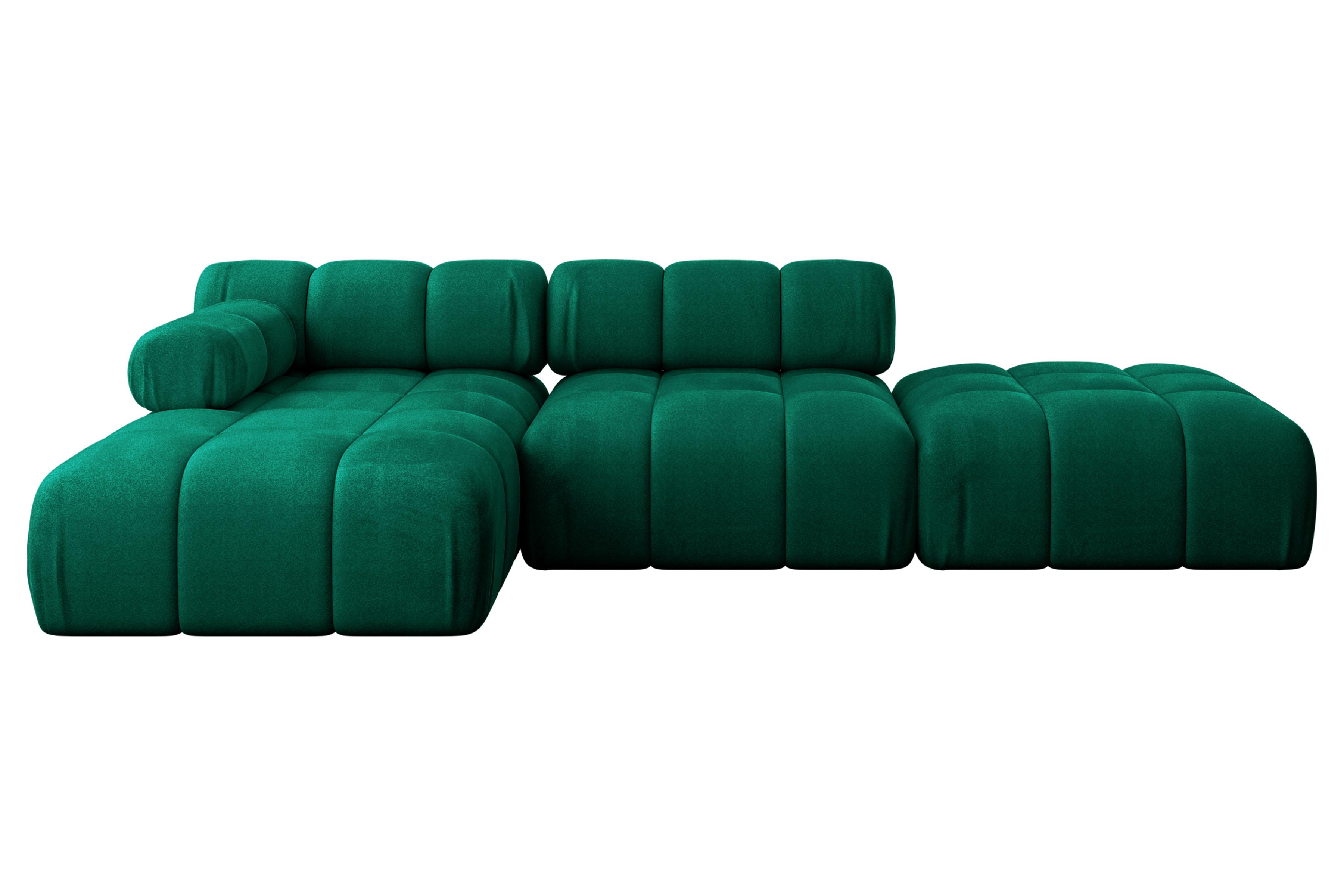 ECKSOFA modulares Sofa Lizur-L1 - 285x160x70 cm Dunkelgrün Velours - Dunkelgrün, Holzwerkstoff/Textil (285/160cm) - ALTDECOR