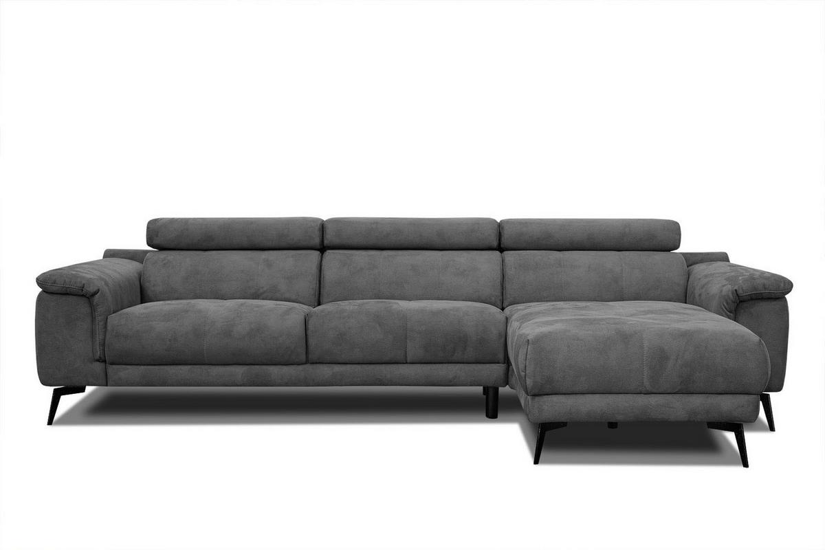 ECKSOFA FIERO 4-Sitzer, dunkelgrau - Dunkelgrau/Schwarz, Holzwerkstoff/Textil (288/170cm) - Wozimo