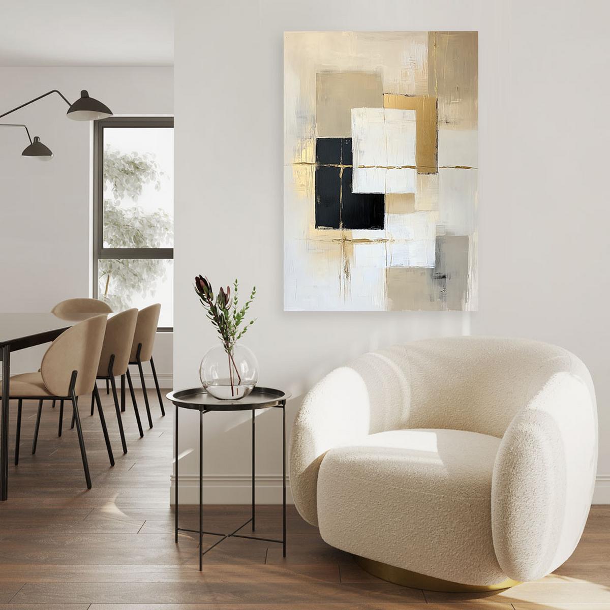 LEINWANDBILD Abstraktion Formen Geometrie Beige 70x100cm - Beige, Textil (70/100cm) - Feeby