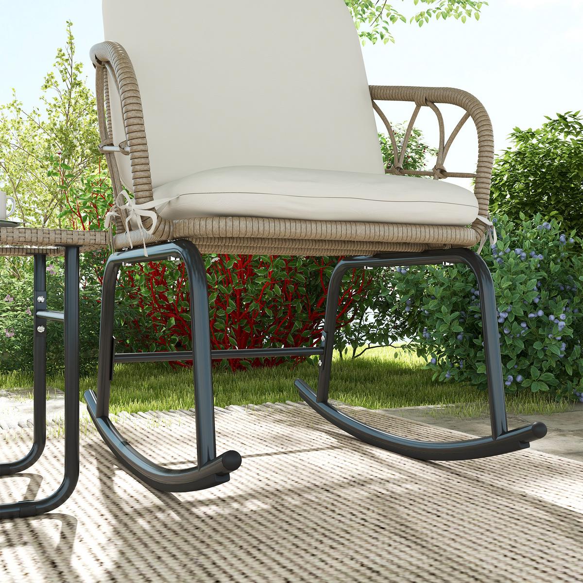 GARTENMÖBEL Set, Stahl, PE, Gelb+Creme - Gelb, Metall - Outsunny