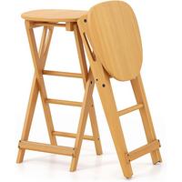 BARHOCKER Klappbar Holz(2er-Set) - Naturfarben, Naturmaterialen (38/84/34cm) - COSTWAY