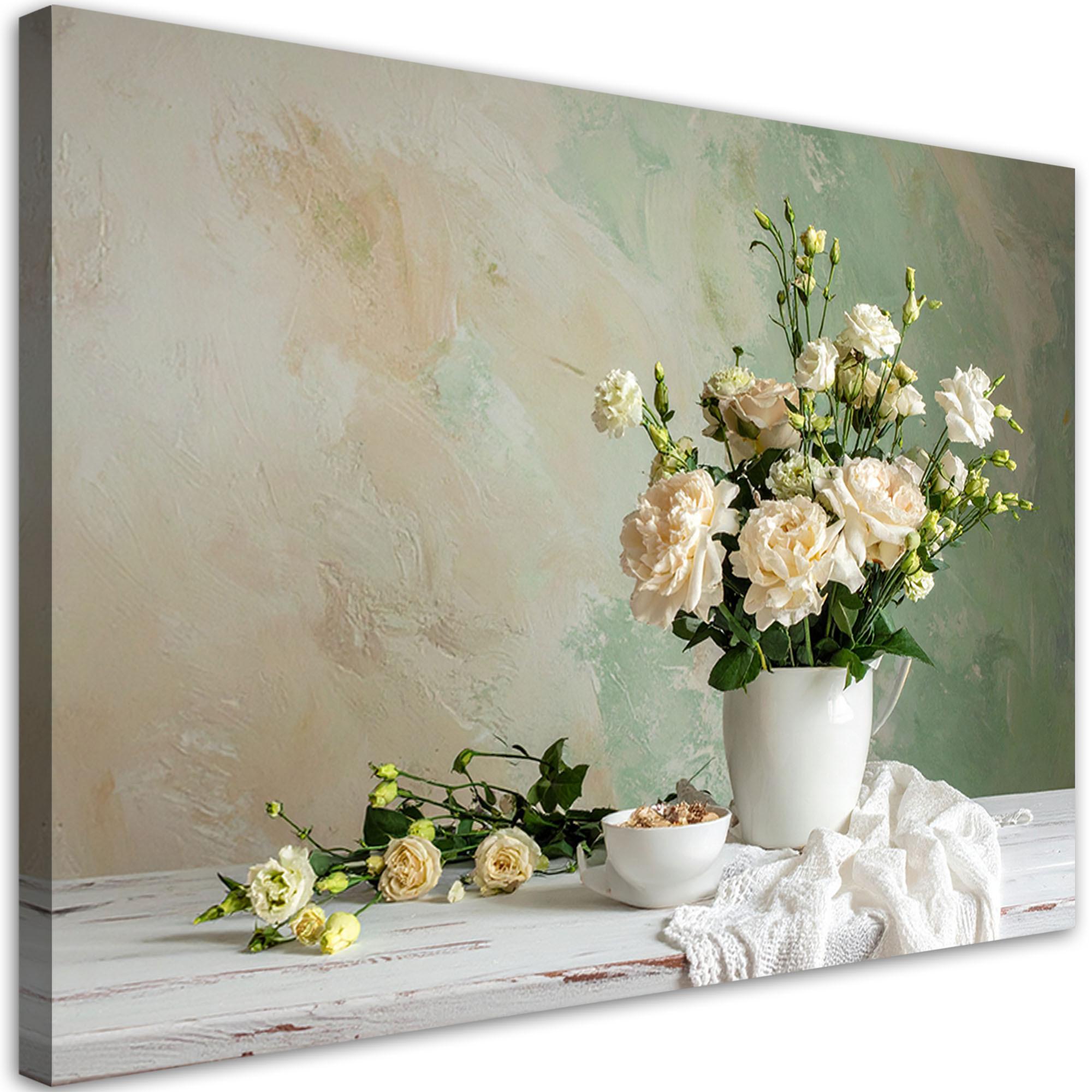 LEINWANDBILD Blumen 45x30cm - Beige, Textil (45/30cm) - Feeby