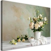 LEINWANDBILD Blumen 45x30cm - Beige, Textil (45/30cm) - Feeby