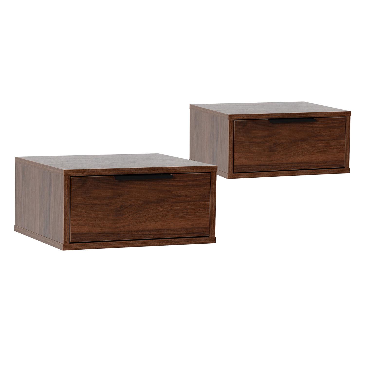 2ER-SET SCHWEBENDER NACHTTISCH Auri Walnuss - Walnussfarben, Holzwerkstoff (40/19/35cm) - VS Venta-stock