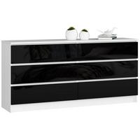 KOMMODE Weiß, Schwarz Glanz 77/160/40 - Weiß, Holzwerkstoff (160/77/40cm) - RAUMHIRSCH FURNITURE
