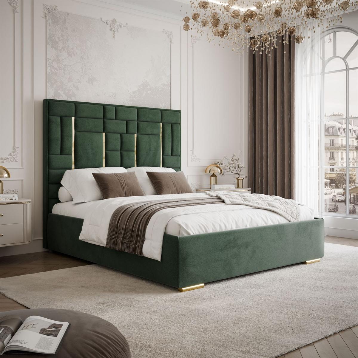 POLSTERBETT BRIGITTE GOLD mit Bettkasten 180x200 cm Element 12 - Grün, Textil (180/200cm) - Lookway