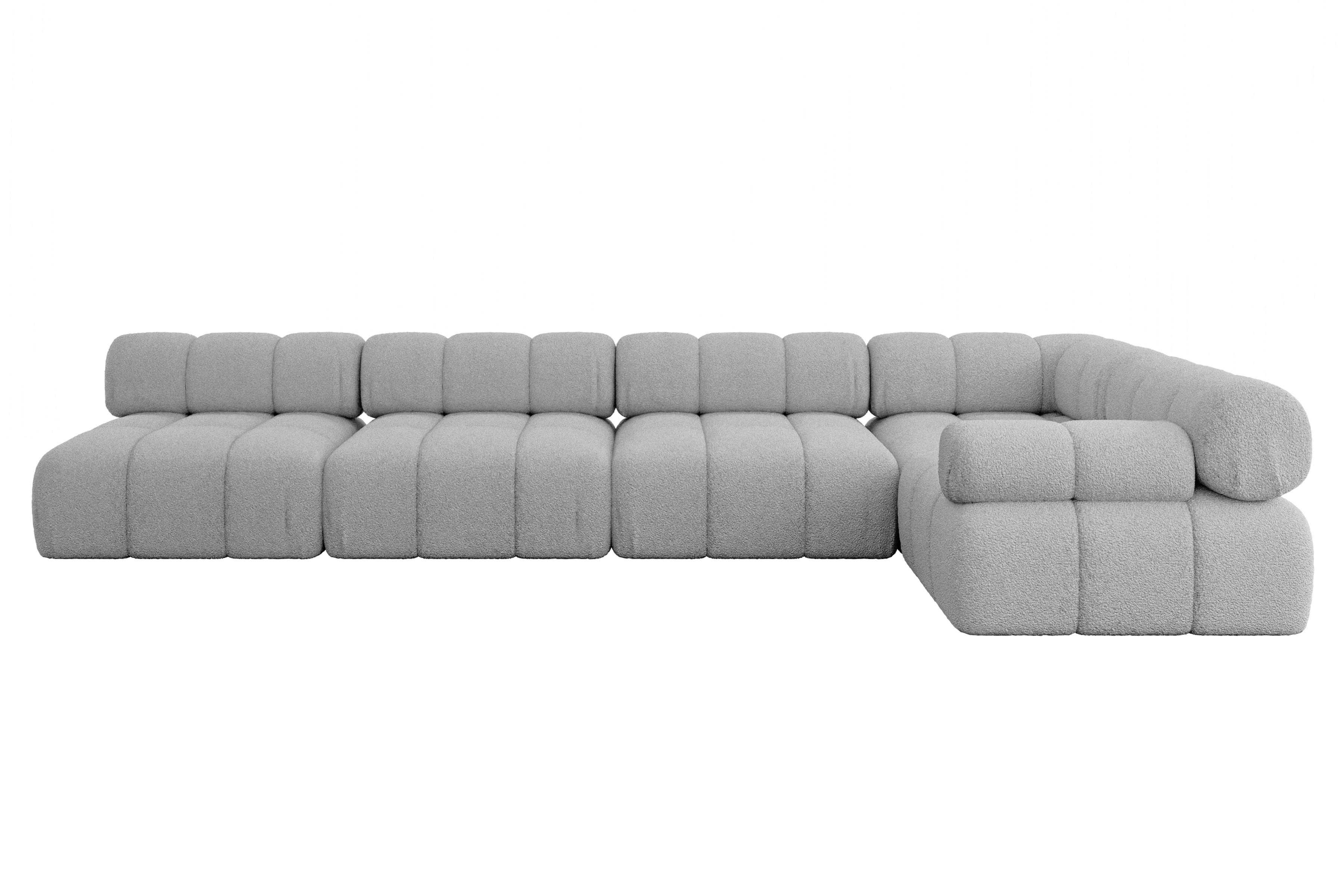 ECKSOFA modulares Sofa Mende-L3 - 380x190x70 cm Hellgrau Bouclé - Hellgrau, Holzwerkstoff/Textil (380/190cm) - ALTDECOR