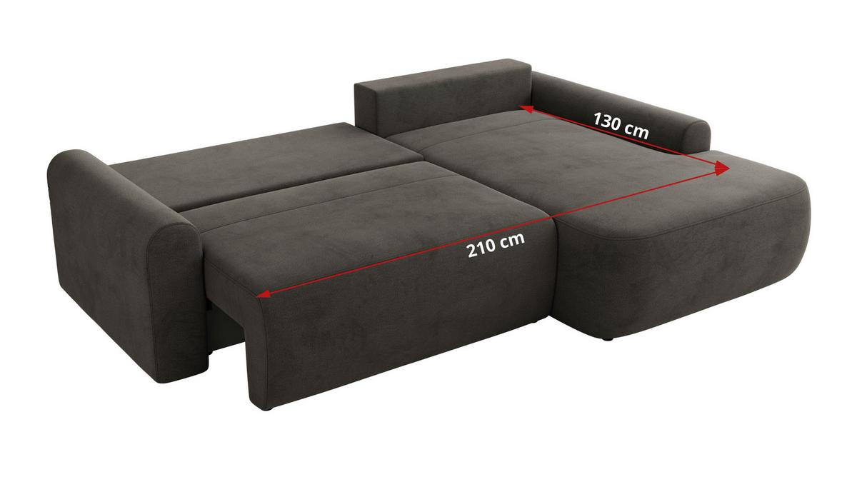 ECKSCHLAFSOFA CUBO L Dunkelgrau Velvet - links - Dunkelgrau/Schwarz, Kunststoff/Textil (273/187cm) - MKS