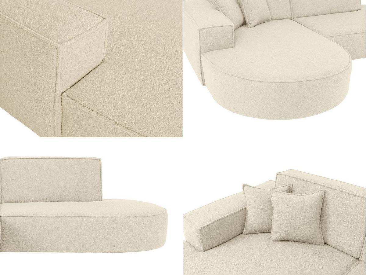 ECKSOFA Hana L-Form 3-Sitzer Ecke Links, Boucle, Beige 241/73/168 cm - Beige/Schwarz, Textil/Metall (241/168cm) - WFL GROUP