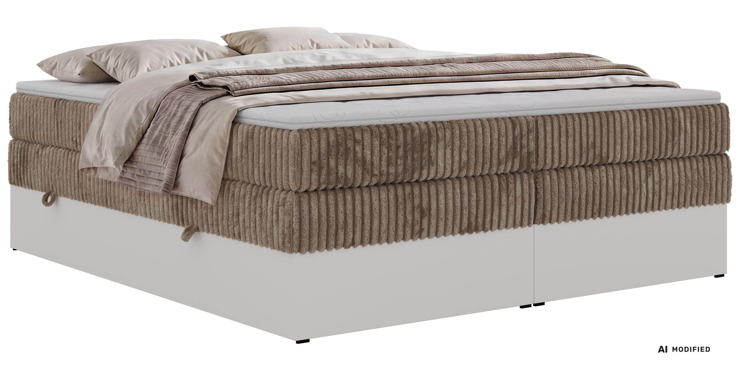 BOXSPRINGBETT TRAVIT ZERO KING 180/200 - Braun Cord - Topper Visco - H4 - Schwarz/Braun, Kunststoff/Textil (180/200cm) - MKS