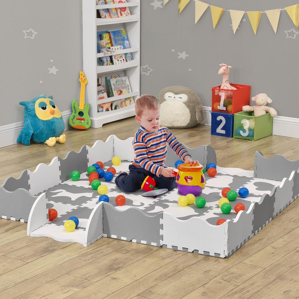 KINDER PUZZLEMATTE Timon (36 Teile) - Grau, Kunststoff (189/1/189cm) - Juskys