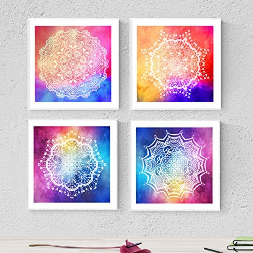 POSTER Set mit 4 Mandalas Sinnlichkeit 20x20cm Schwarzer Rahmen - Schwarz, Papier (20/3cm) - Nacnic