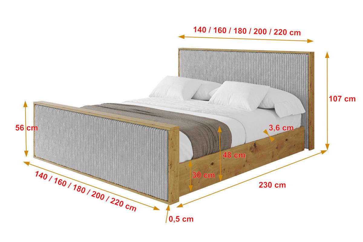 POLSTERBETT mit Bettkasten und Lattenrost, Boxbett mit Stauraum und Kopftei mit Matratze H3/H4 - ENZO10 120x200 Grau - Grau, Holzwerkstoff/Textil (120/200cm) - ALTDECOR
