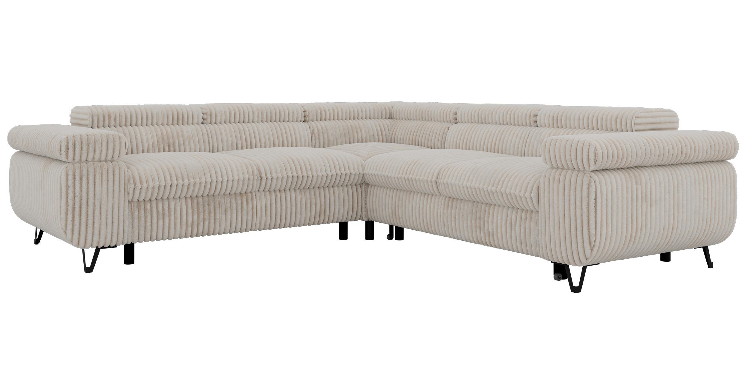 ECKSOFA QUADRO L - Beige Cord - Links Seite - Beige/Creme, Textil/Metall (269/269cm) - MKS