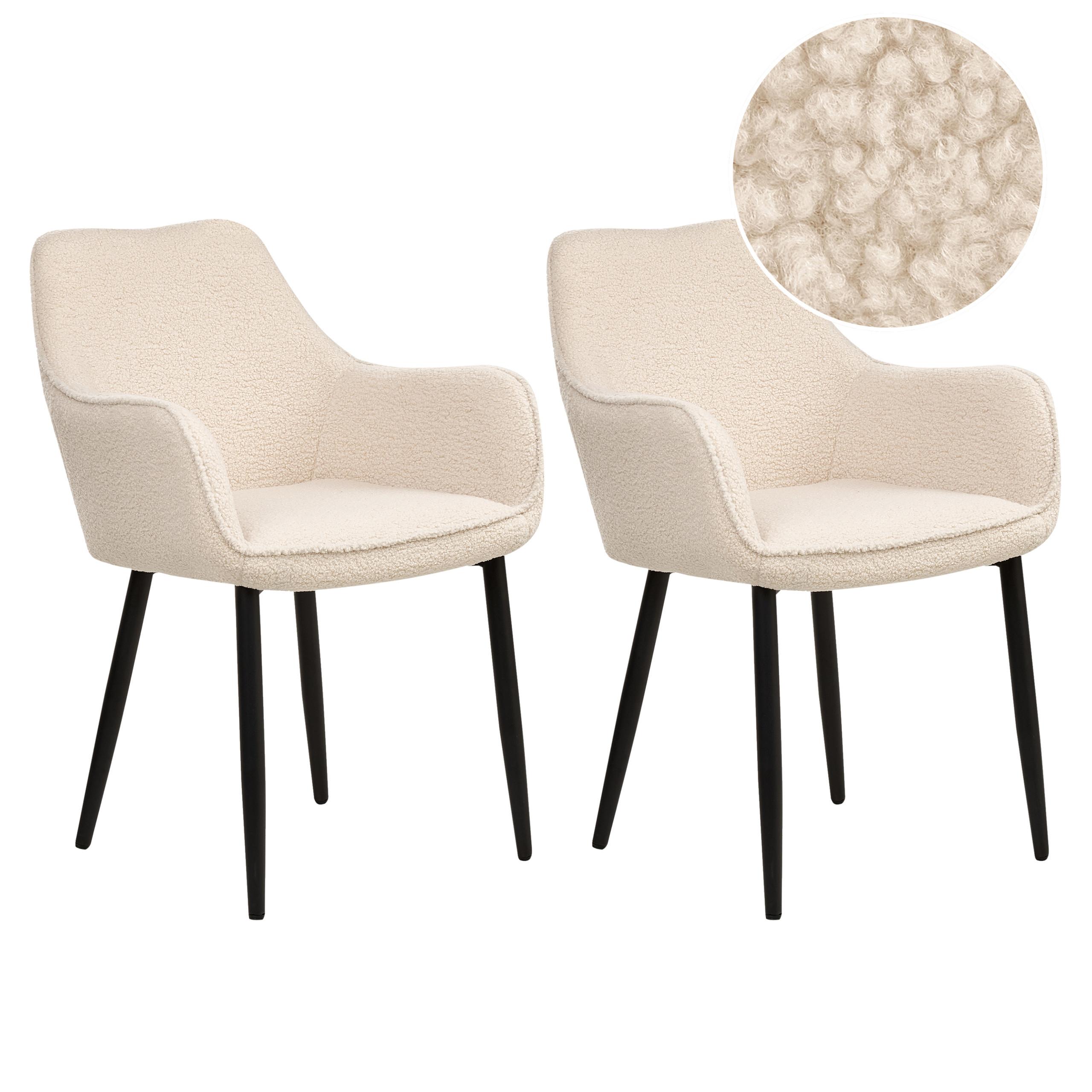ESSZIMMERSTUHL 2er-Set Hellbeige Alden - Beige/Schwarz, Textil (58/86/63cm) - Beliani