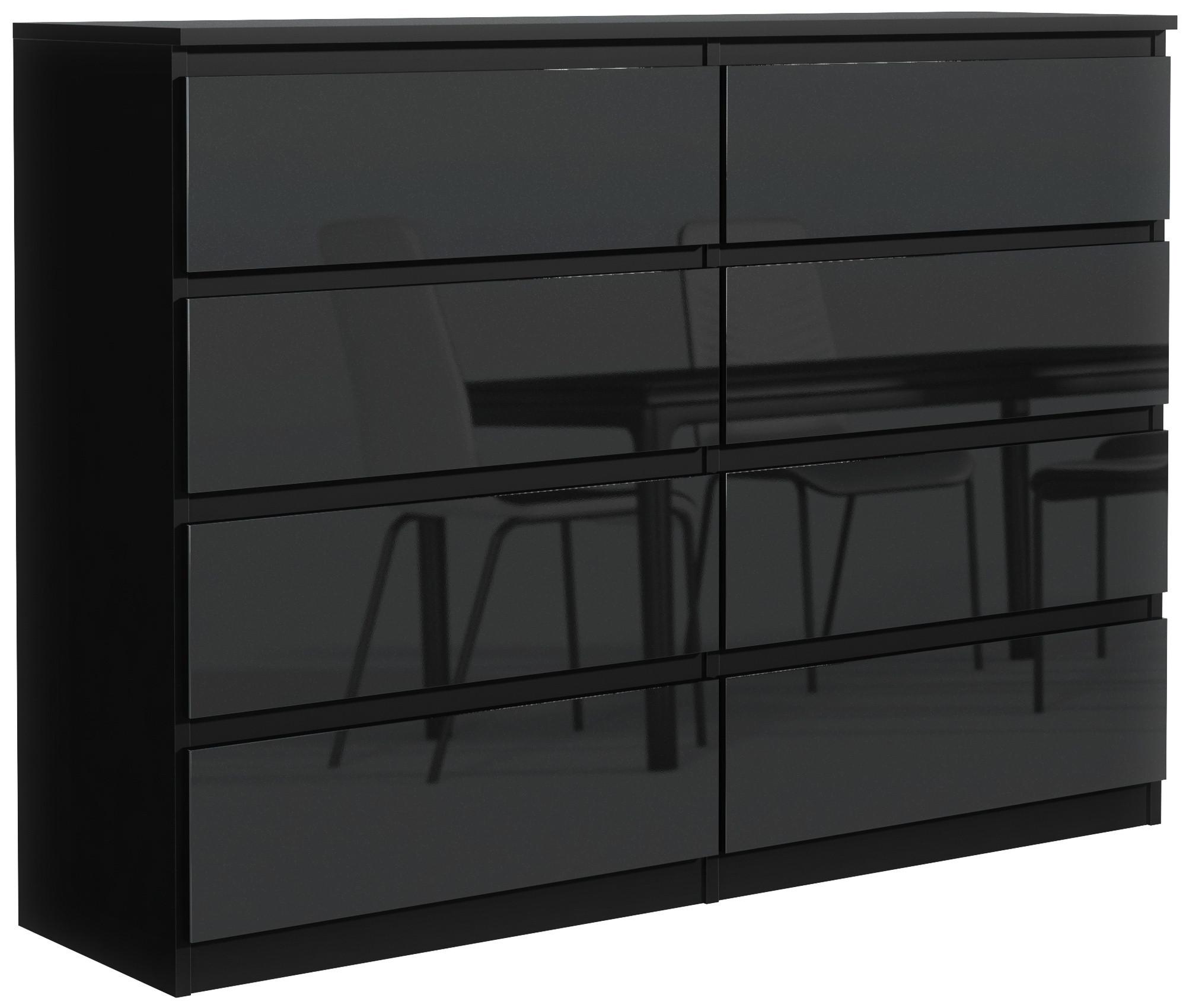 KOMMODE Schwarz, Hochglanz 139/102/39 - Schwarz Hochglanz/Schwarz, Holzwerkstoff (139/102/39cm) - RAUMHIRSCH FURNITURE