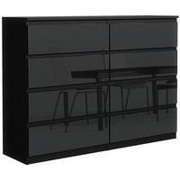 KOMMODE Schwarz, Hochglanz 120/102/39 - Schwarz Hochglanz/Schwarz, Holzwerkstoff (120/102/39cm) - RAUMHIRSCH FURNITURE