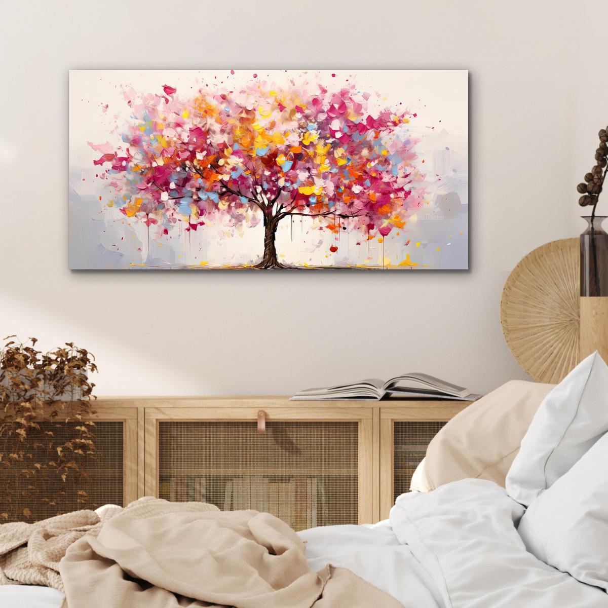 METALLBILD Aquarell - Baum - Kunst - Abstrakt 80x40 cm - Multicolor, Metall (80/40cm) - MuchoWow