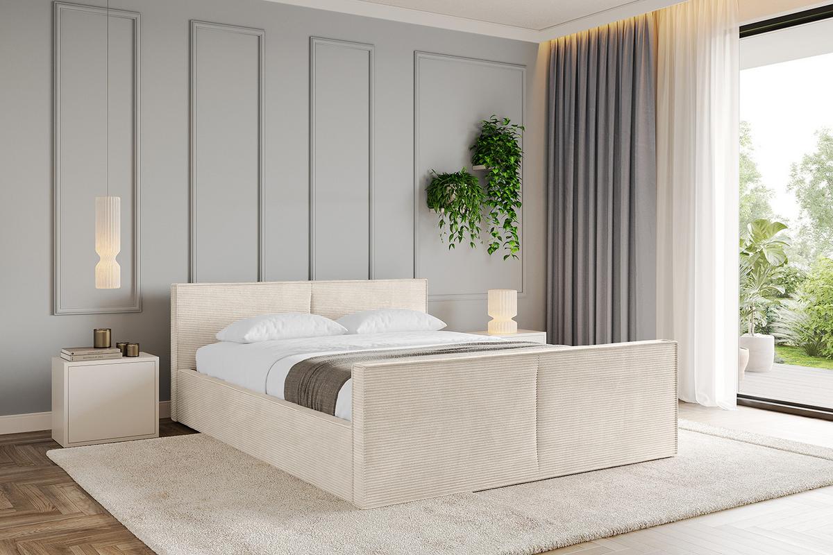 POLSTERBETT mit Bettkasten, Fußteil und Lattenrost, Boxbett mit Matratze H3/H4 - EMMI-Z-V1 180x200 Beige - Creme, Holzwerkstoff/Textil (180/200cm) - ALTDECOR