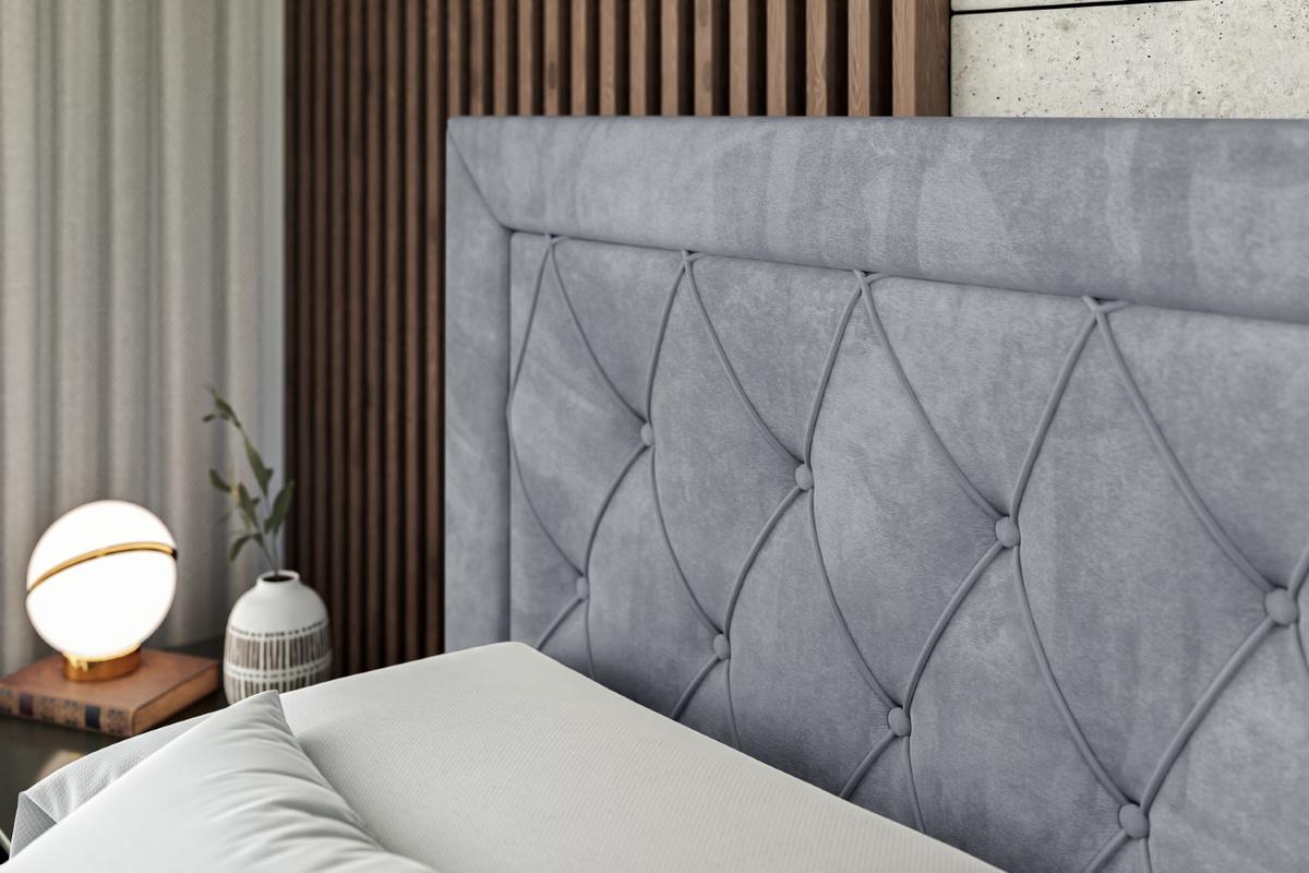 BOXSPRINGBETT NOEL KING - 140 x 200 - H3/H4 - Grau - Grau, Holzwerkstoff (140/200cm) - ALTDECOR