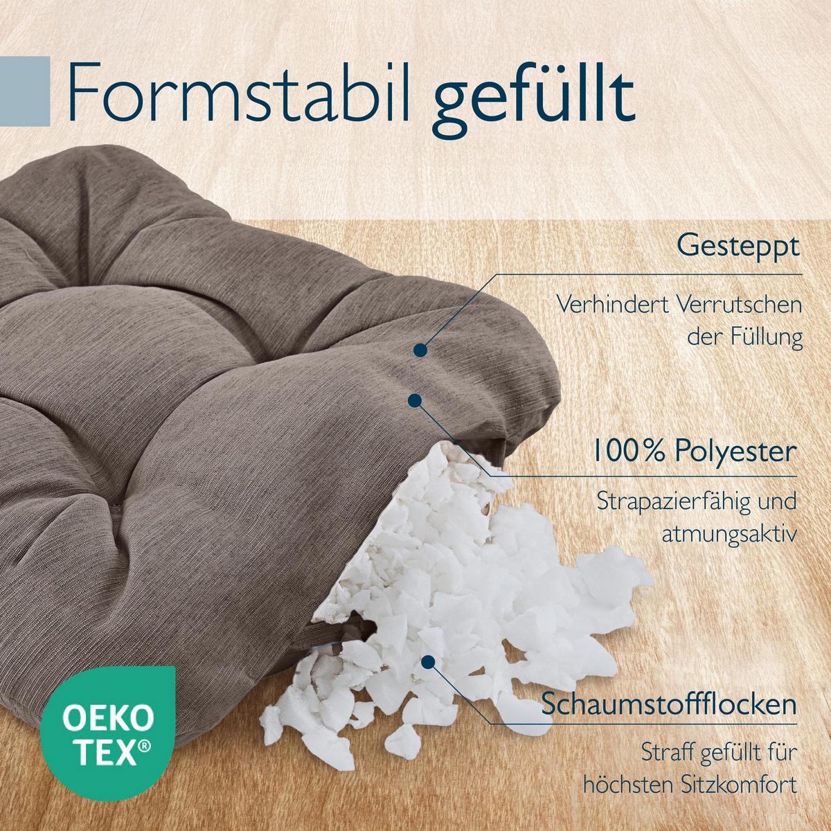 STUHLKISSEN HighLux SK 40/40/8cm Taupe (4tlg) - Taupe, Textil (40/40/32cm) - Beautissu 