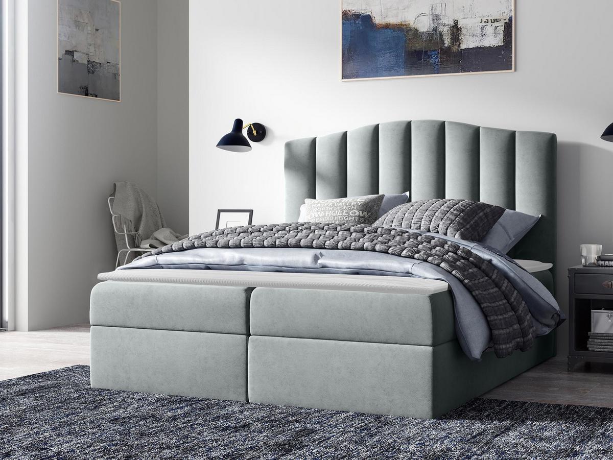 BOXBETT Lindos - H3 - Hellgrau, Holz (160/200cm) - MIRJAN24