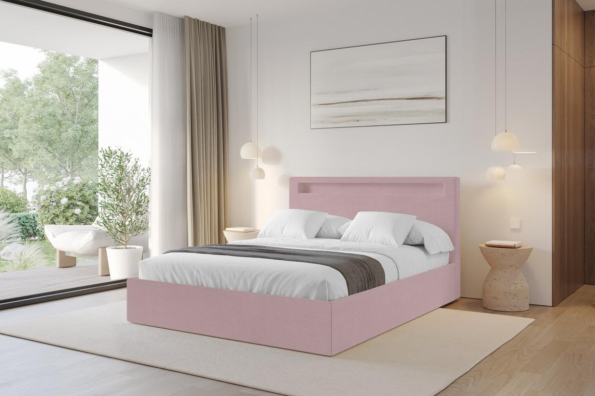 POLSTERBETT mit Bettkasten und Lattenrost, Bett mit Matratze H3/H4 - GOLA 180x200 Rosa - Rosa, Holzwerkstoff/Textil (180/200cm) - ALTDECOR