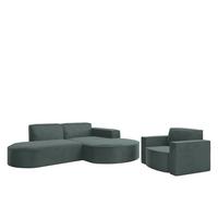SOFASET Palma Ecksofa Sessel Opera - Smaragdgrün, Holzwerkstoff/Textil (236/78/165cm) - Fun Möbel