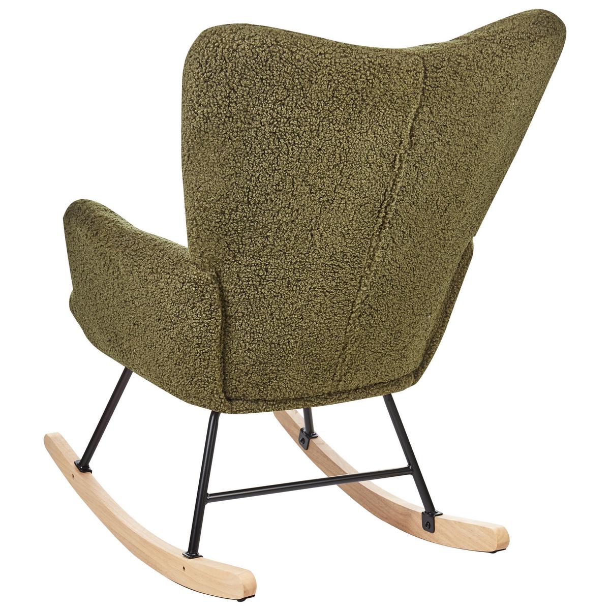 SCHAUKELSESSEL Bouclé Dunkelgrün Oulu - Hellbraun/Schwarz, Textil (71/104/83cm) - Beliani