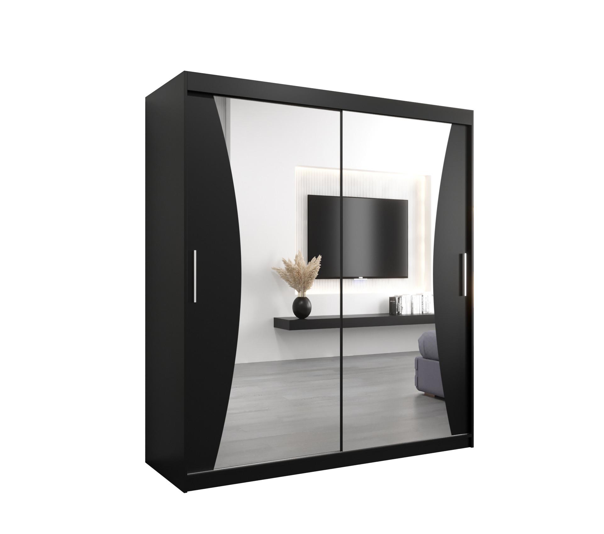 SCHWEBETÜRENSCHRANK 200/180/62 2-türig - Silberfarben/Schwarz, Holz/Kunststoff (180/200/62cm) - MÖBEL KRYSPOL