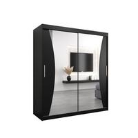 SCHWEBETÜRENSCHRANK 200/180/62 2-türig - Silberfarben/Schwarz, Holz/Kunststoff (180/200/62cm) - MÖBEL KRYSPOL