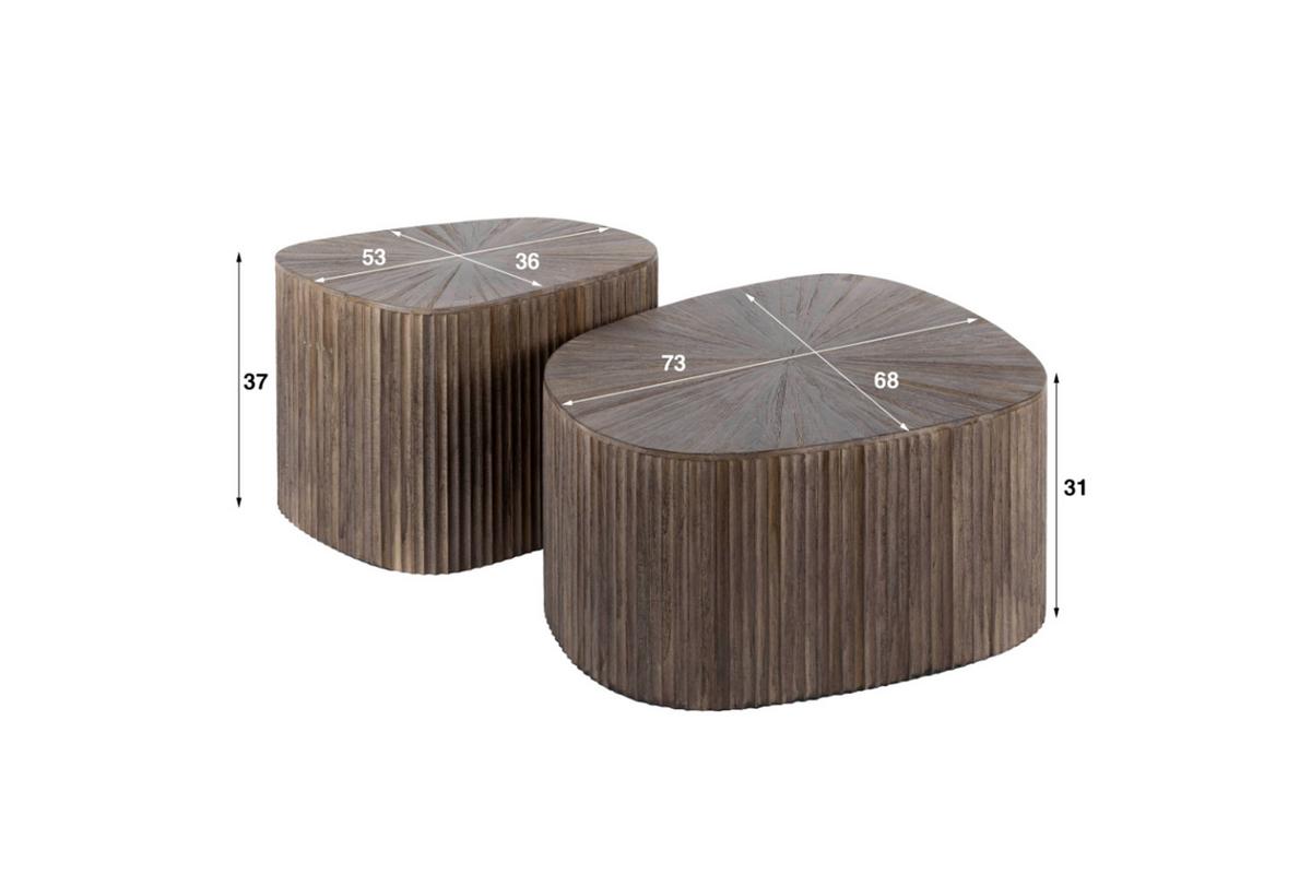 COUCHTISCH INKA 2ER SET Braun Teakholz - Braun, Teakholz/Holz (68/73/31cm) - KAWOLA