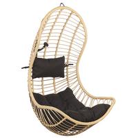 HÄNGESESSEL PE Rattan natürlich/schwarz mit Sitzkissen Pineto - Beige, Kunststoff (66/137/80cm) - Beliani