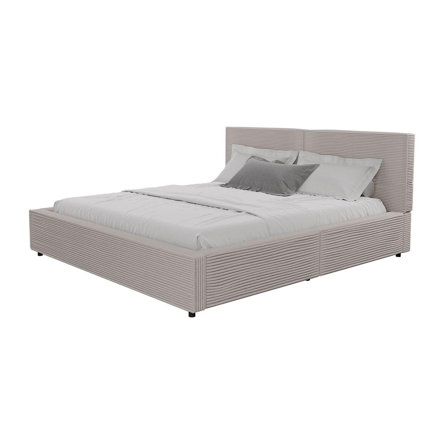 POLSTERBETT Salerno Cord taupe 180x200 cm - Taupe, Textil (180/200cm) - Juskys
