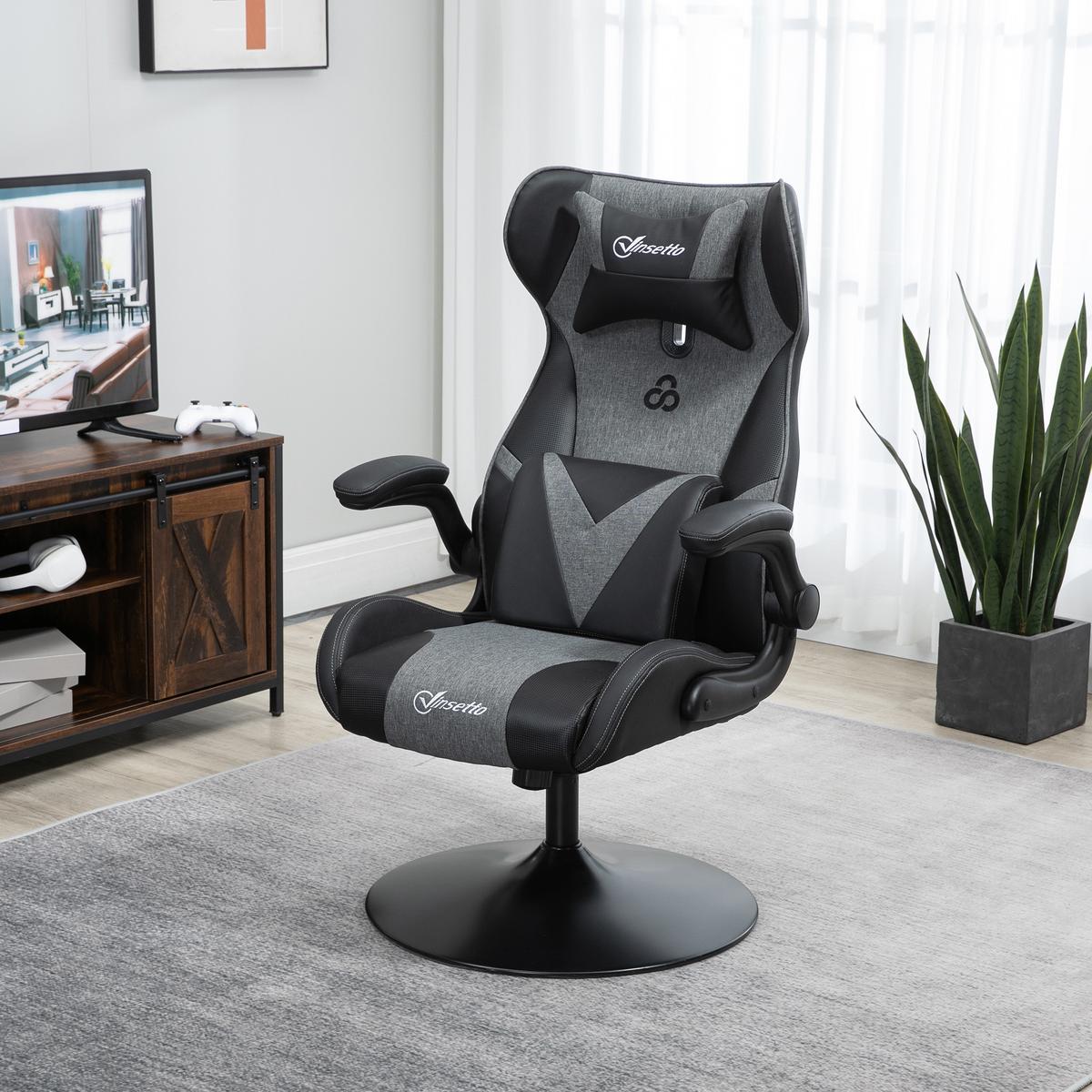 GAMINGSESSEL Kunstleder Metall Schwarz - Schwarz, Textil (69/118/73cm) - Vinsetto