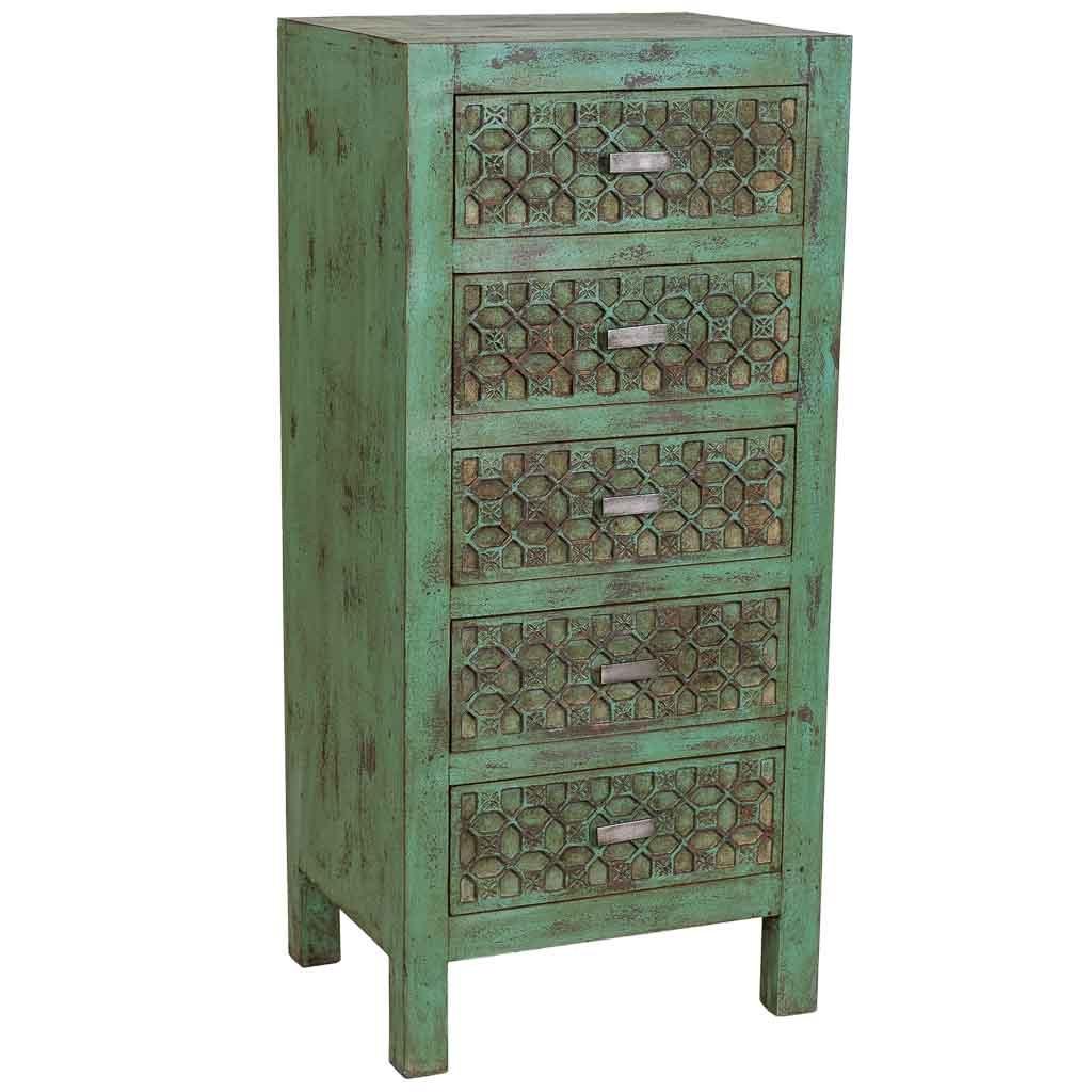 KOMMODE aus holz 50x40x110cm - Grün, Holz (50/110/40cm) - Wanderlust