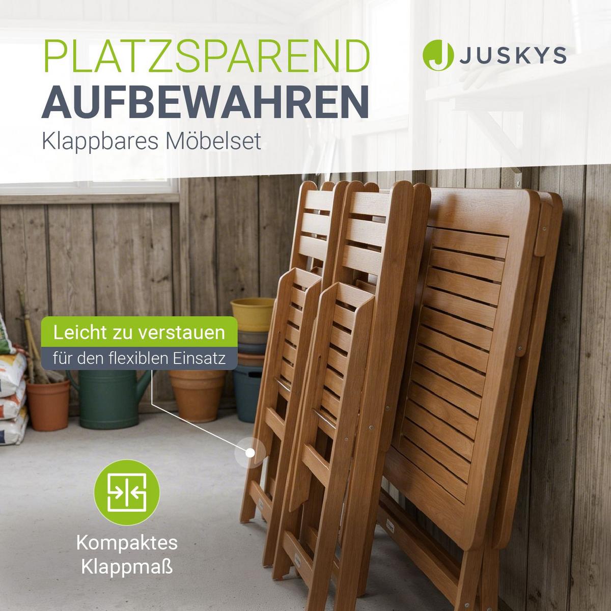 GARTENMÖBELSET Rimini 5-tlg 120x57,5 cm natur - Naturfarben, Holz - Juskys